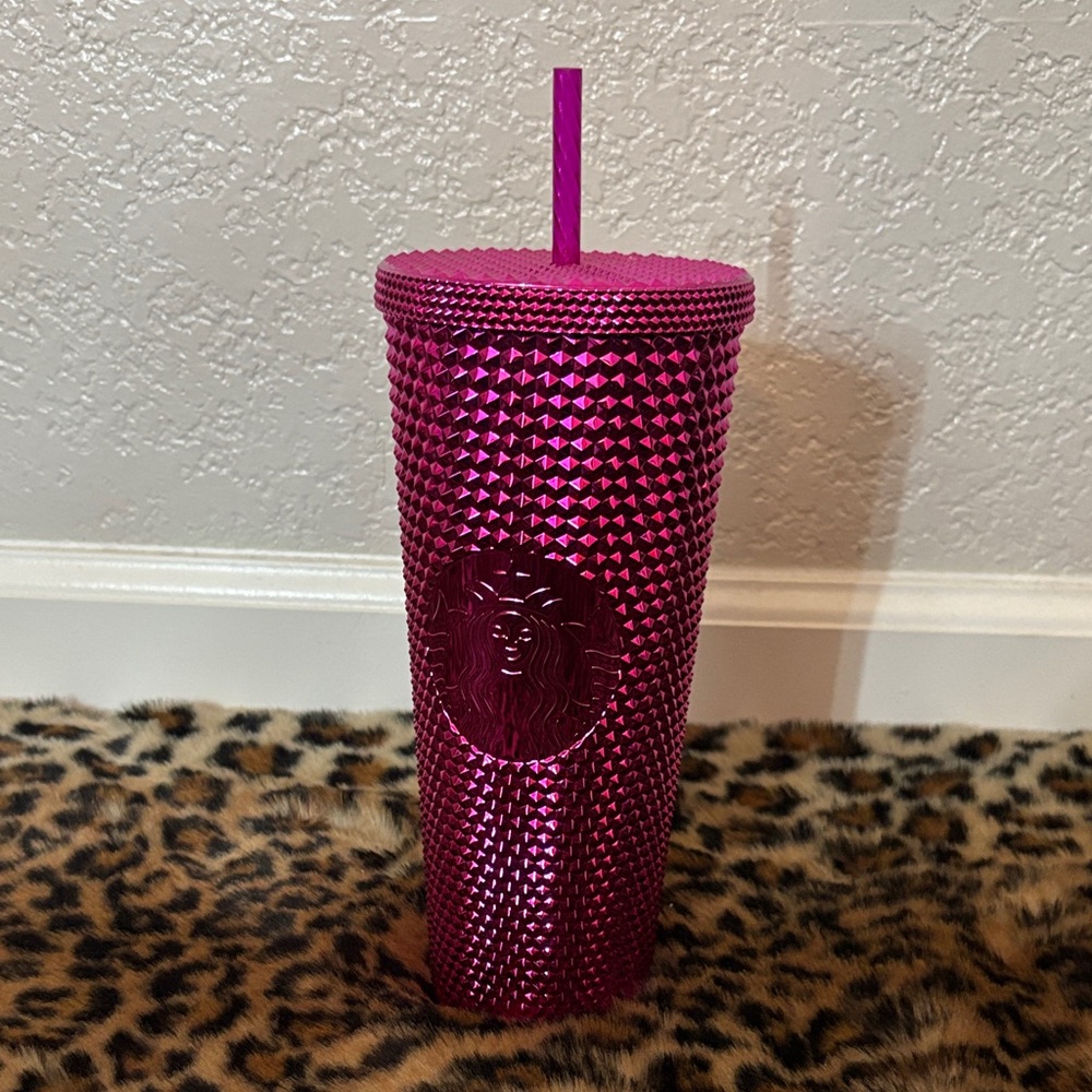 Starbucks 24oz Fuchsia Studded Tumbler with Straw